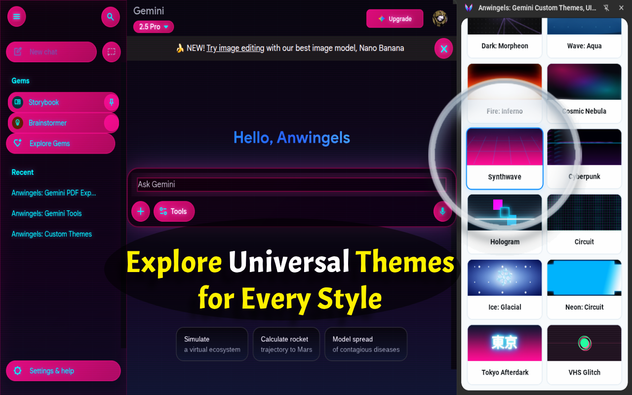 Anwingels: Premium Themes, Live Editor & Export Gemini 3 Chat to PDF - 截图 4