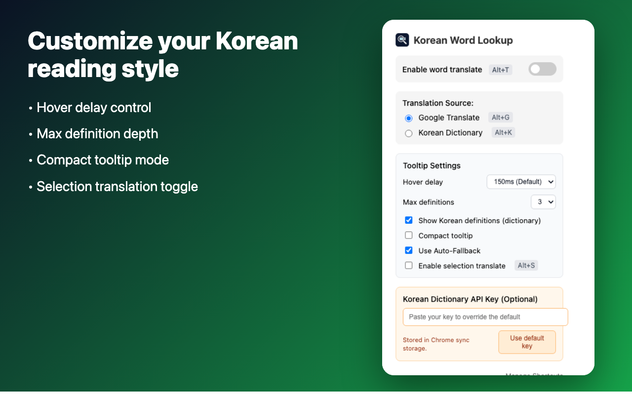 Korean Word Lookup - Hover & Select Translate - 截图 1