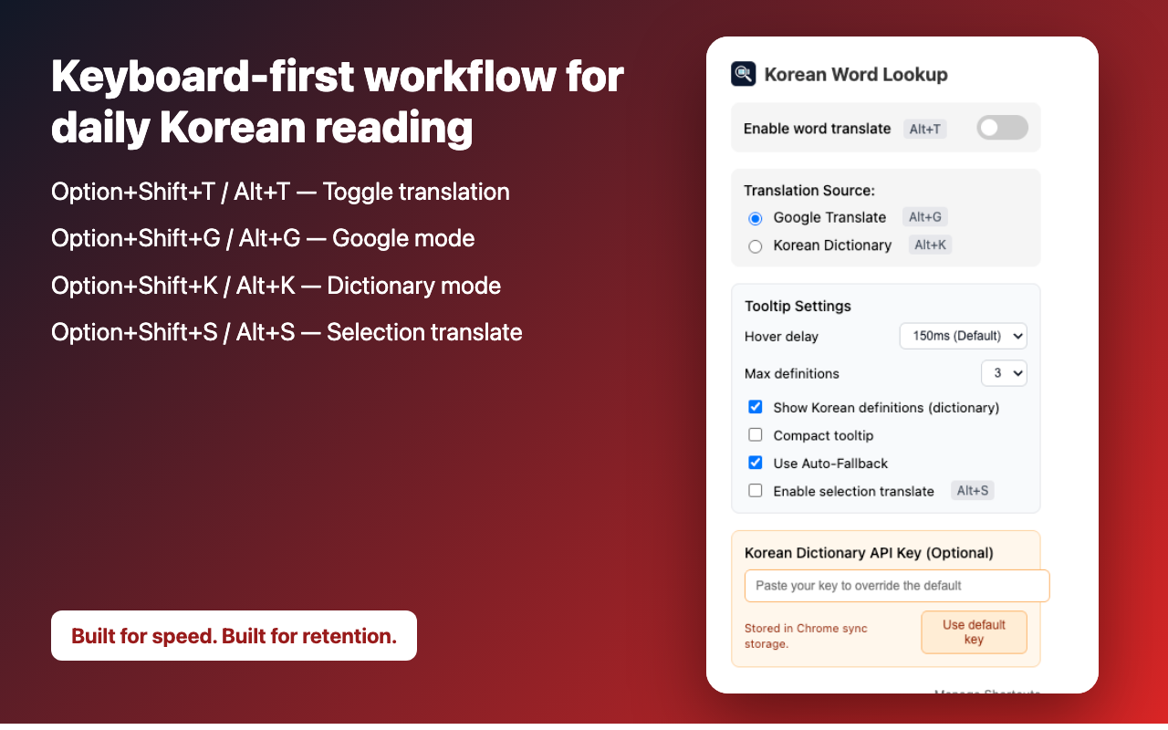 Korean Word Lookup - Hover & Select Translate - 截图 2