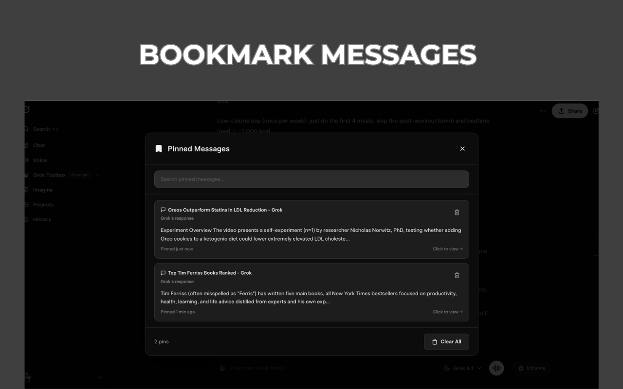 Toolbox for Grok | Folders, Export, Bulk Delete - 截图 2