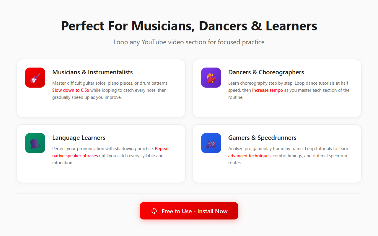YouTube Looper Pro - Repeat Video Sections - 截图 4