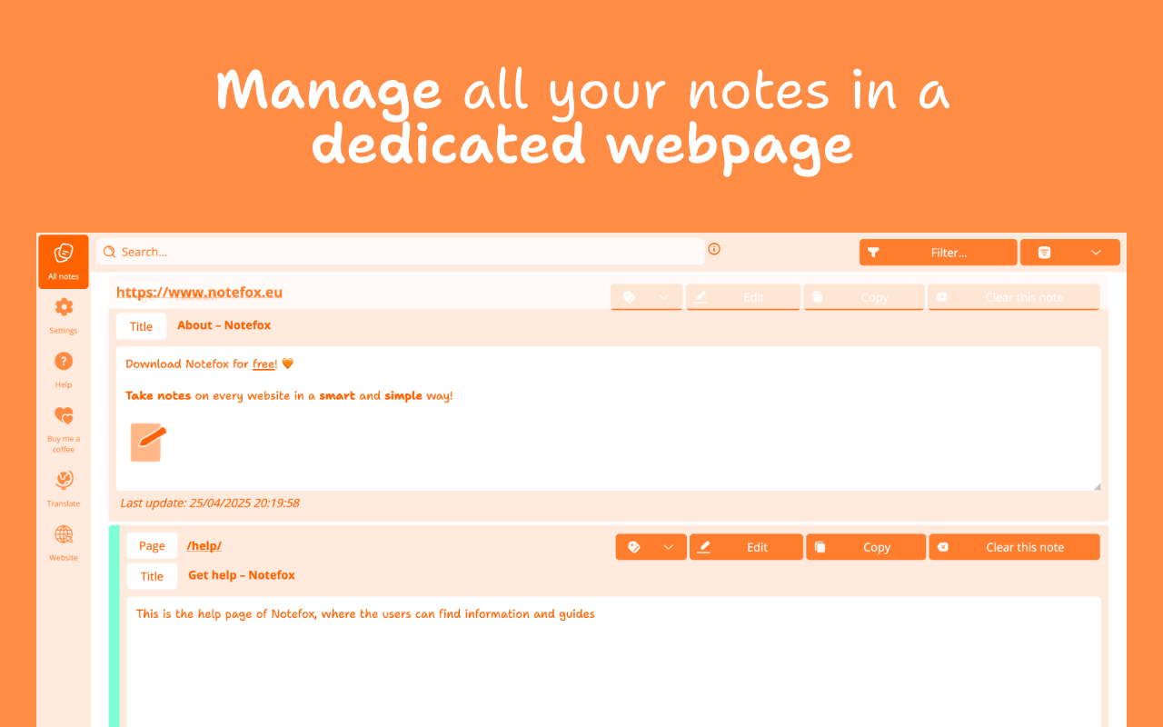 Notefox: Websites notes - 截图 2