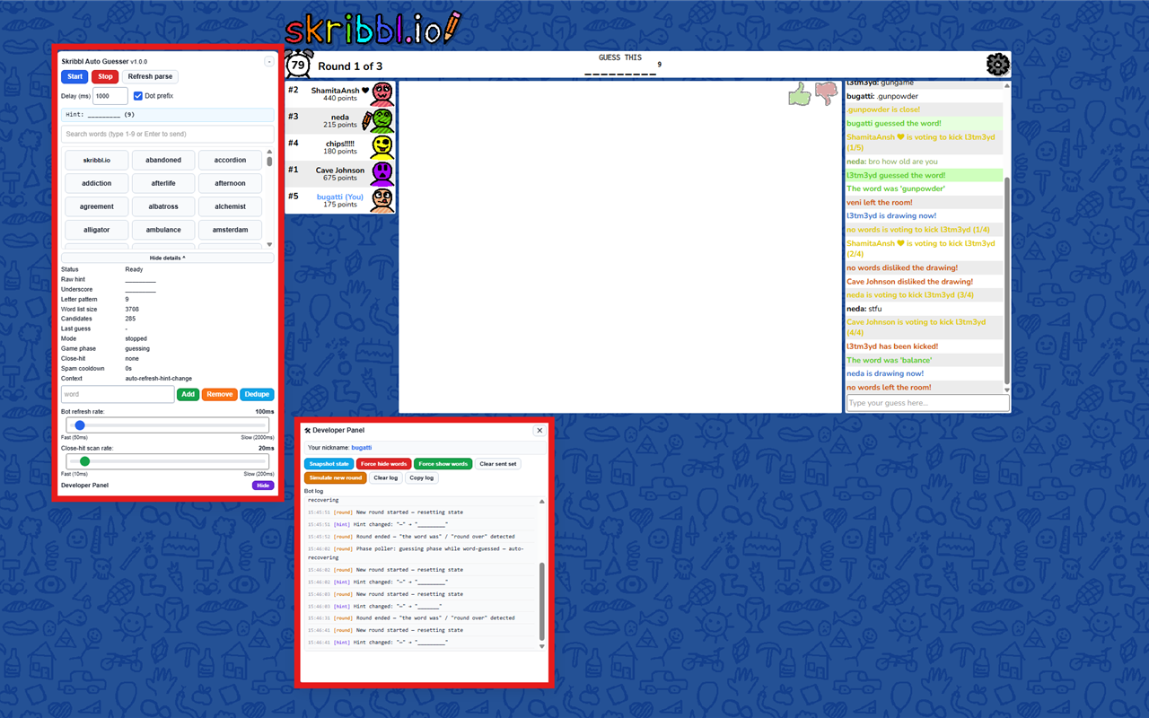 Skribbl Auto Guesser - 截图 1