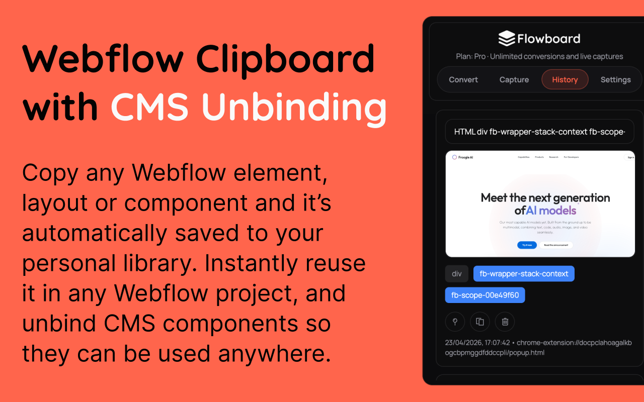 Flowboard: HTML to Webflow Converter & Webflow Tool - 截图 1