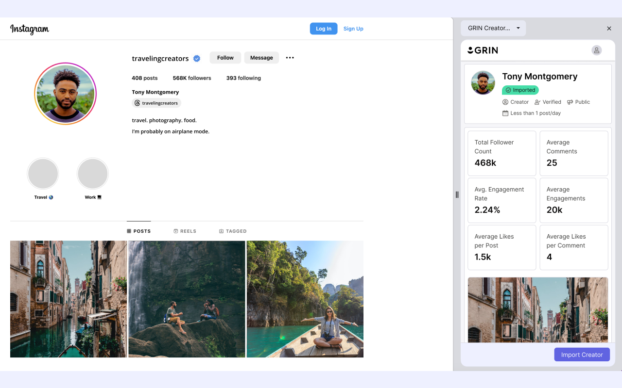 GRIN Creator Discovery Web Extension - 截图 1