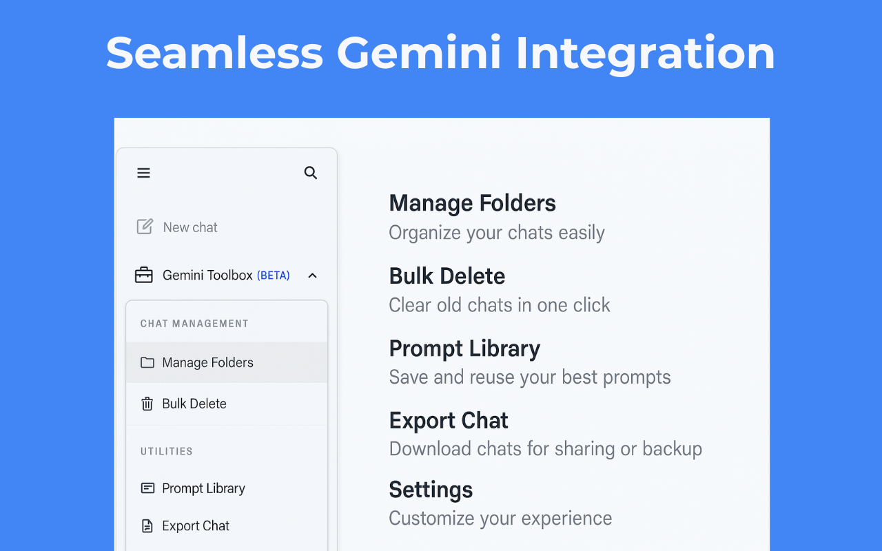 Toolbox for Gemini | Folders, Export, Bulk Delete - 截图 1