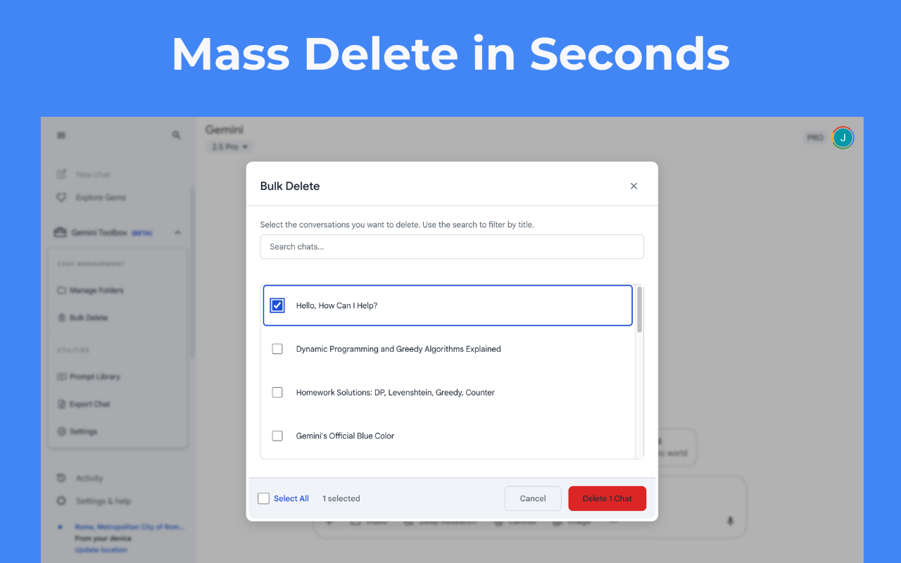 Toolbox for Gemini | Folders, Export, Bulk Delete - 截图 5