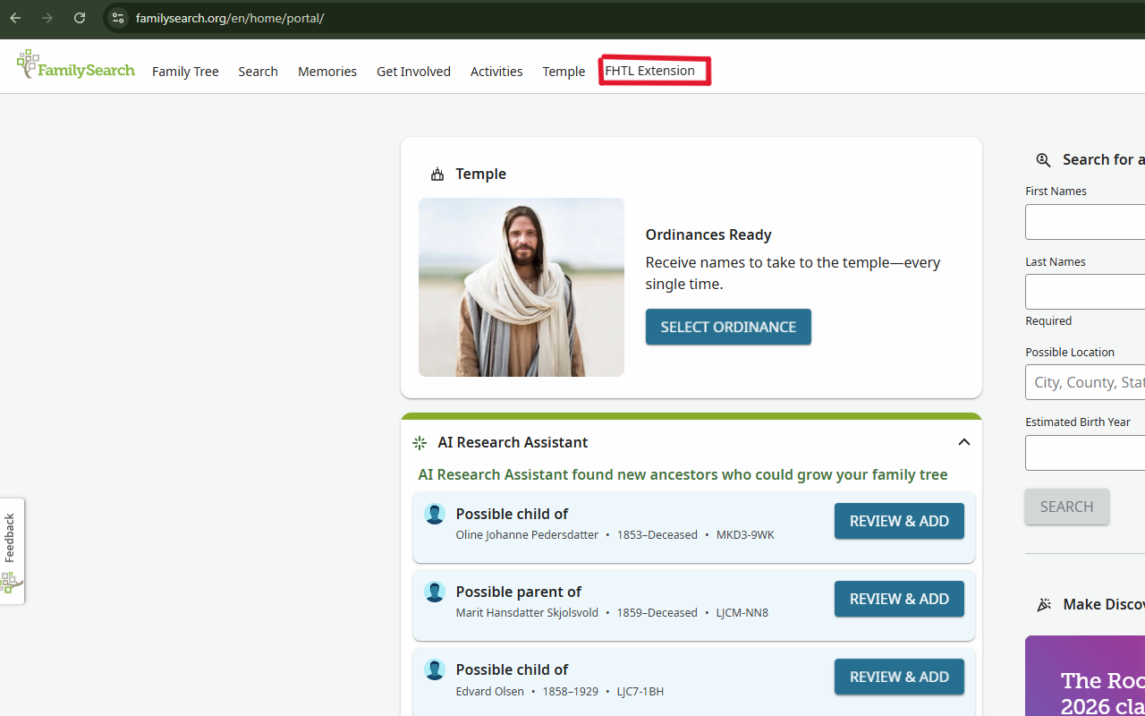 BYU FamilySearch Enhancements - 截图 1
