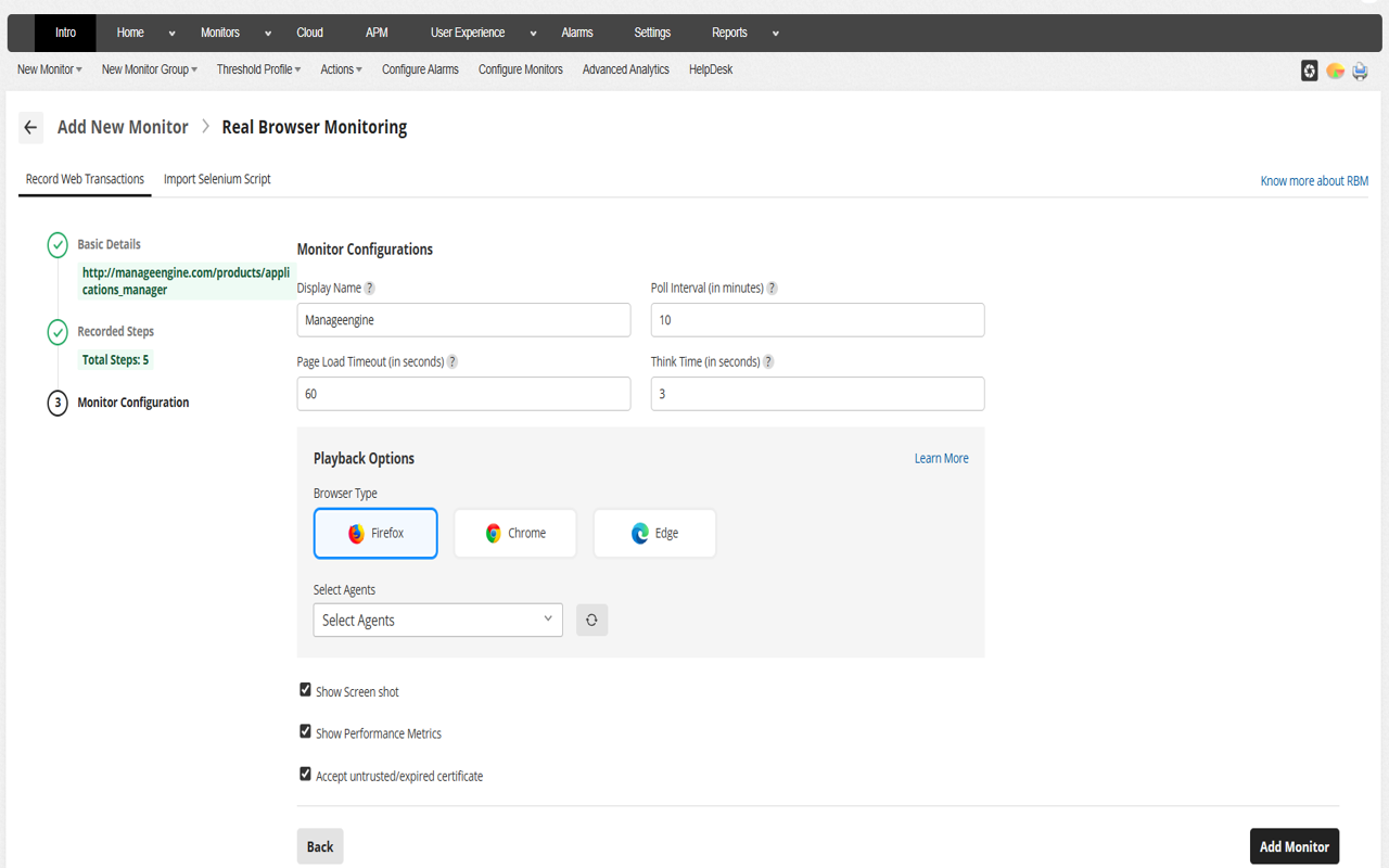 Applications Manager Web Transaction Recorder - 截图 2
