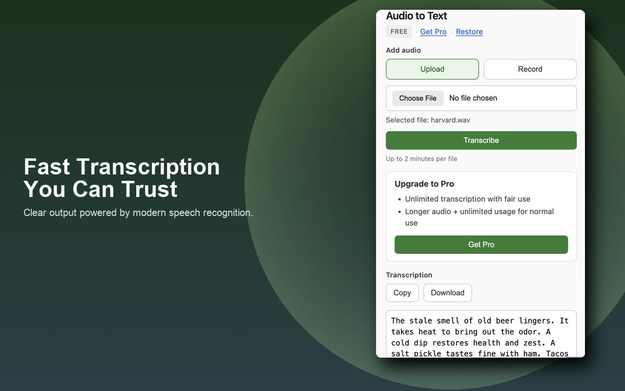 Audio to Text – Transcribe Voice & Files - 截图 1