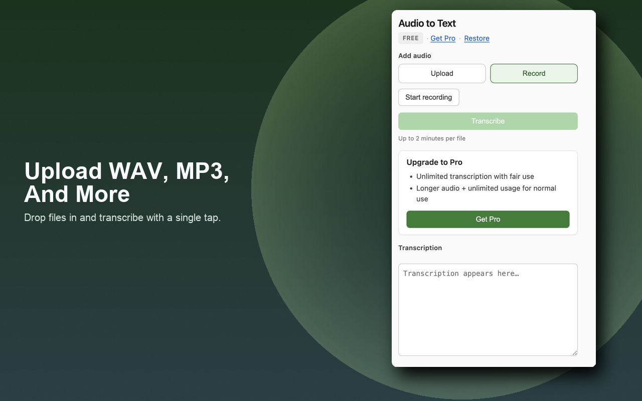 Audio to Text – Transcribe Voice & Files - 截图 4