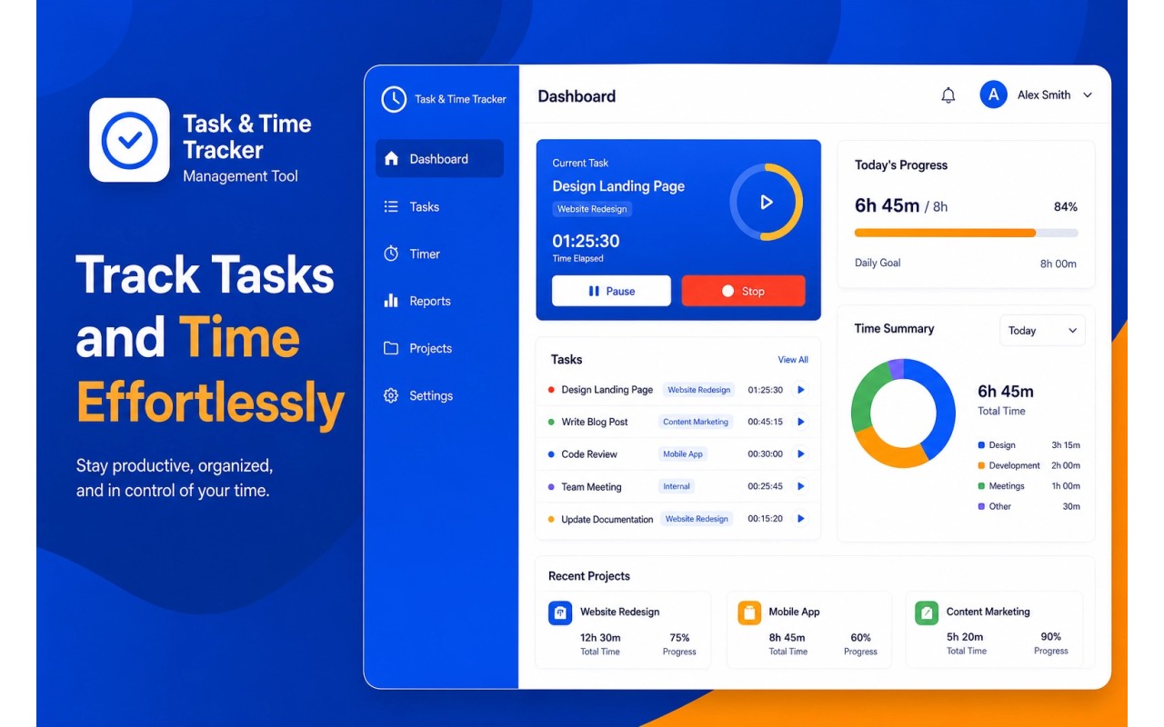 Task & Time Tracker Management Tool – Track, Analyze & Manage Work - 截图 2