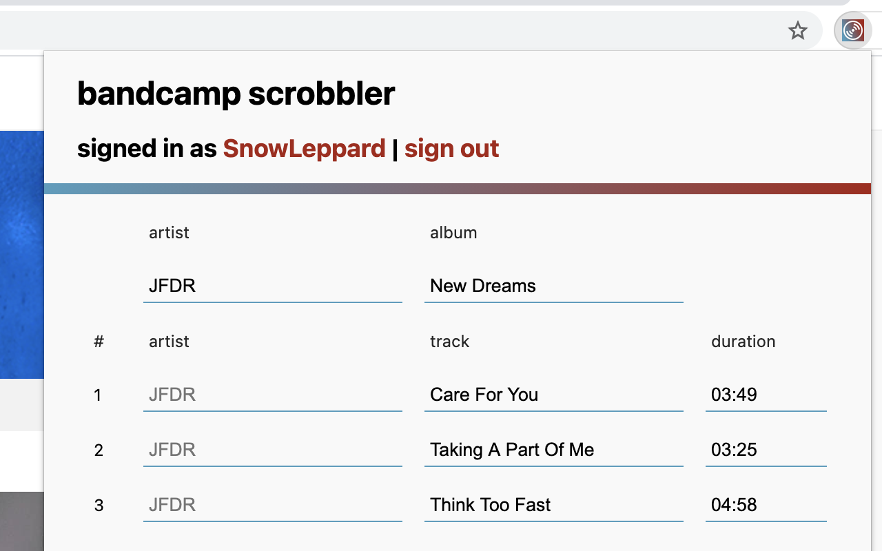 Bandcamp Scrobbler - 截图 2