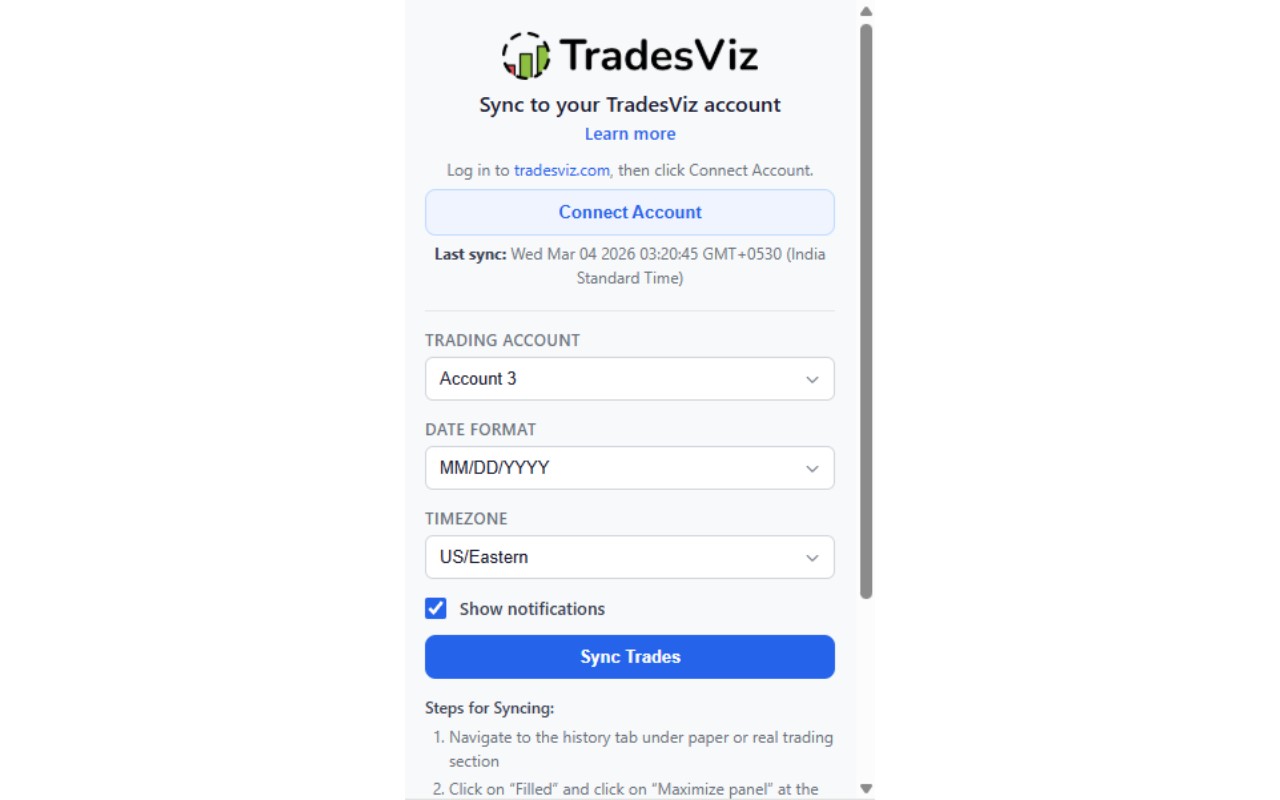 TradesViz: Sync Trades - 截图 3