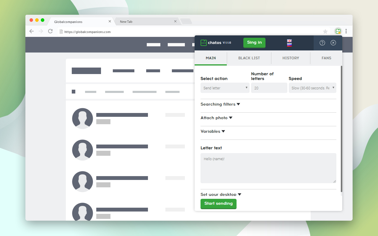 Globalcompanions ChatOS automatic mail sender - 截图 1
