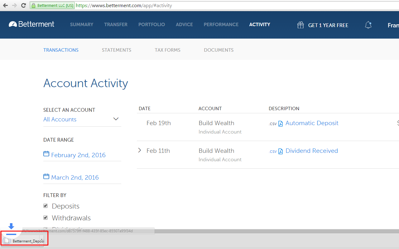 Betterment PDF to CSV exporter - 截图 2