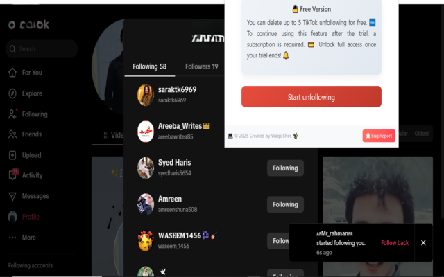 Unfollow All on TikTok - 截图 1
