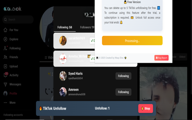 Unfollow All on TikTok - 截图 4