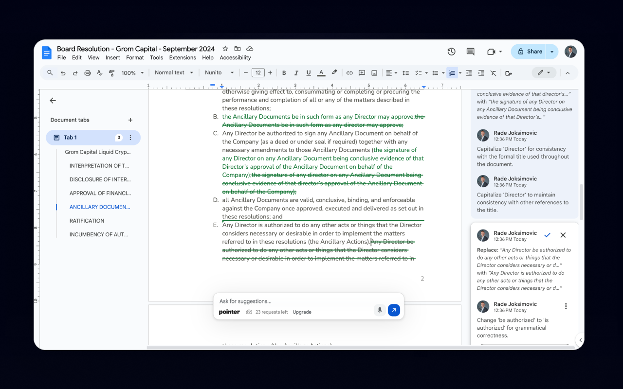 Pointer: AI agent for Google Docs - 截图 4