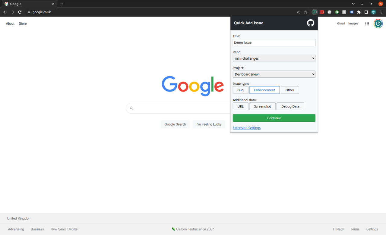 Quick add issue to GitHub - 截图 2
