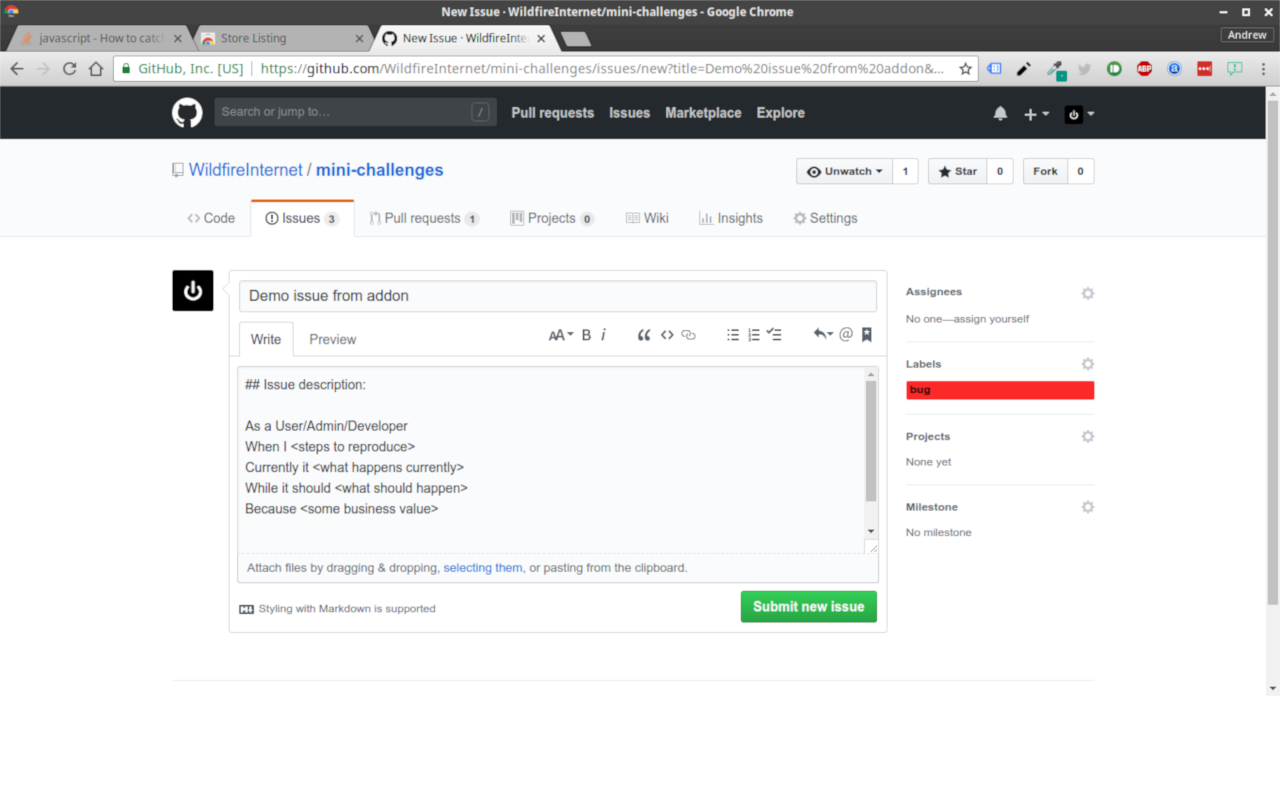 Quick add issue to GitHub - 截图 3