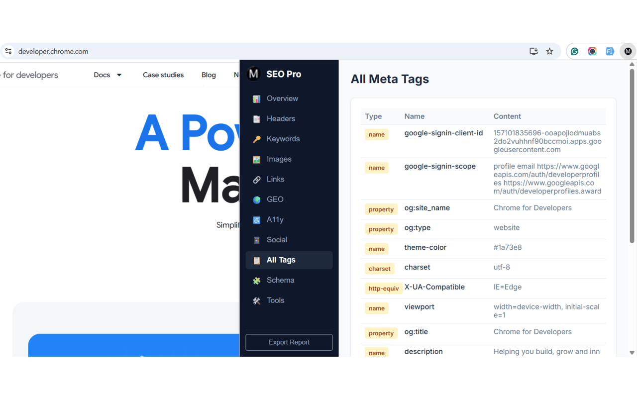 Meta Tags Pro - Advanced SEO, GEO & Accessibility Audit - 截图 2