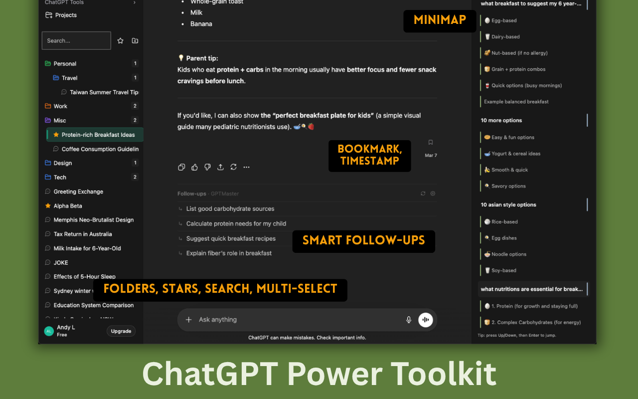 ChatGPT Prompts, Speed Booster, Side Chat, Minimap, Folders - GPT Master - 截图 3