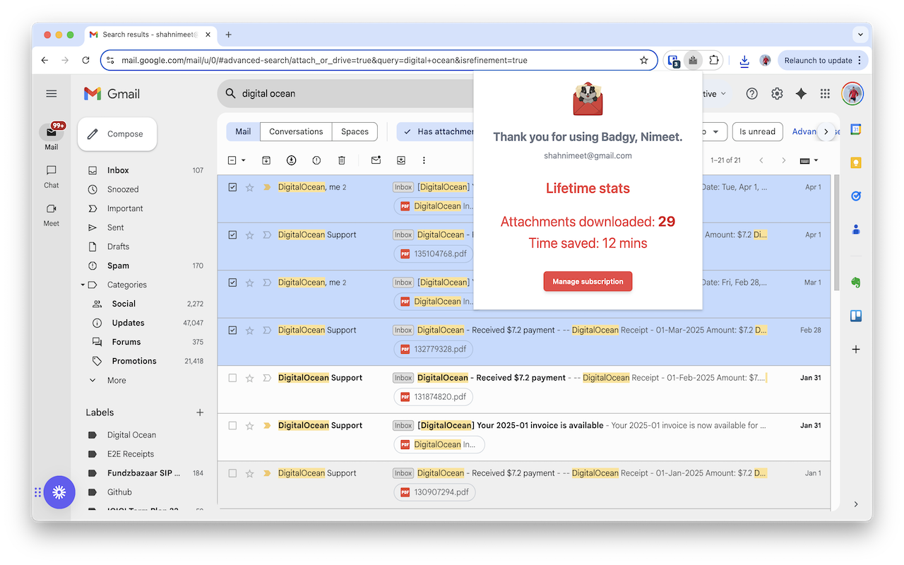 Badgy - Gmail attachments manager - 截图 5