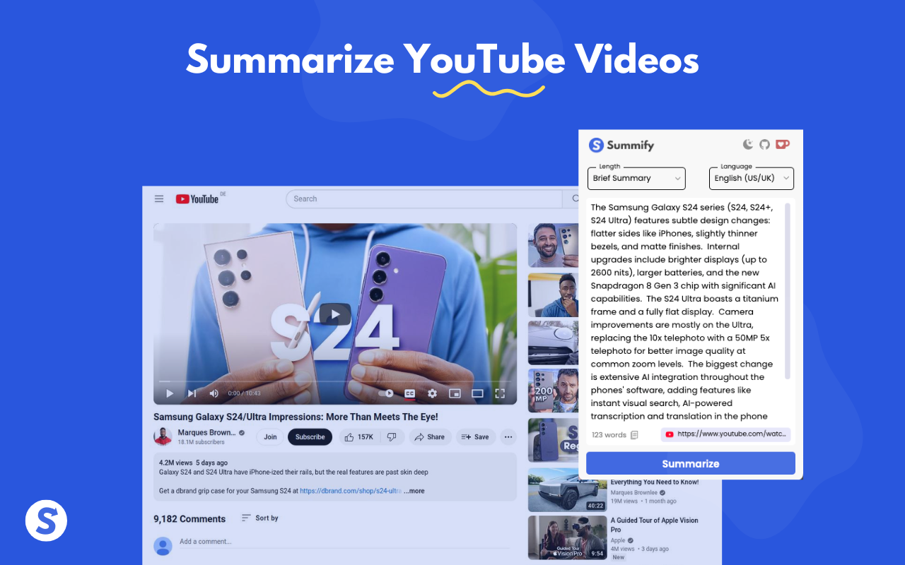 Summify: Free YouTube and Web Summarizer - 截图 1