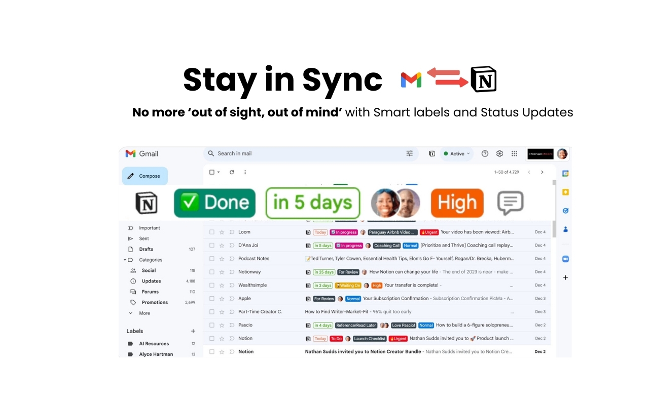 Inbox2Action: The power of Notion in your Gmail Inbox - 截图 3