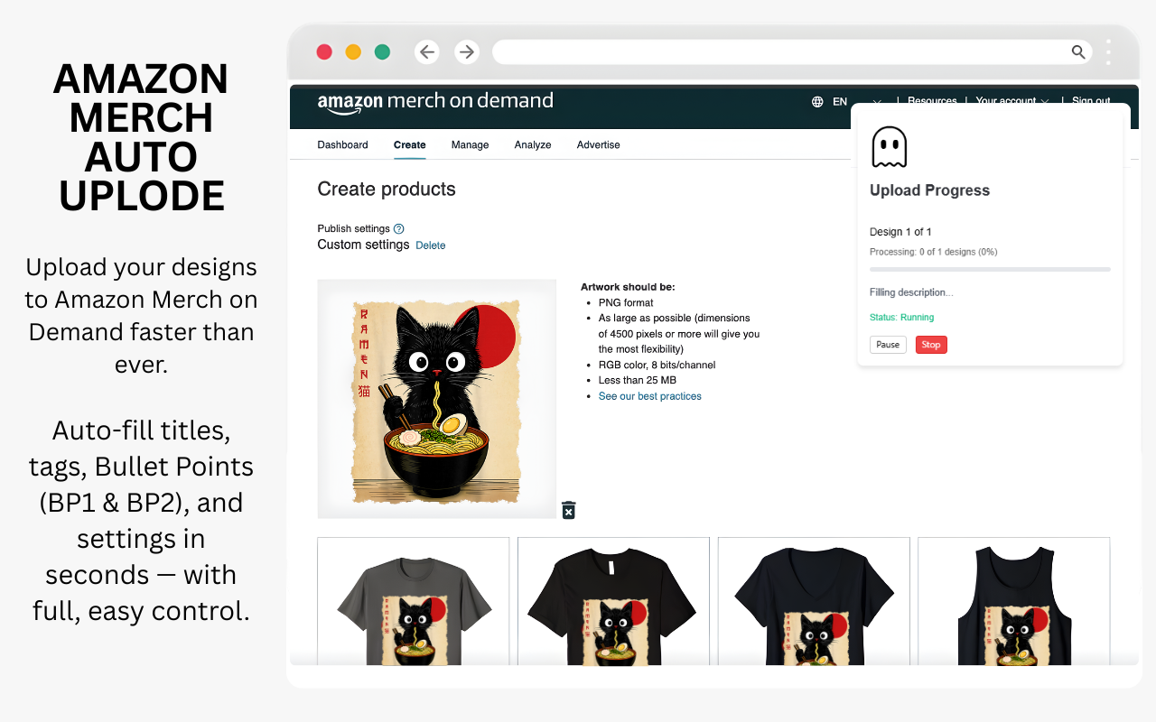 MerchGhost For Merch By Amazon, Redbubble, TeePublic - 截图 1