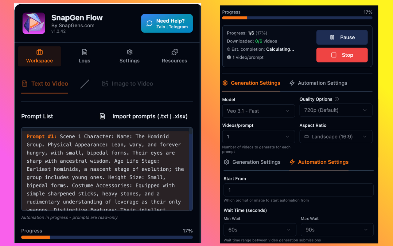 SnapGen Flow - Veo Bulk Video & Image - 截图 3