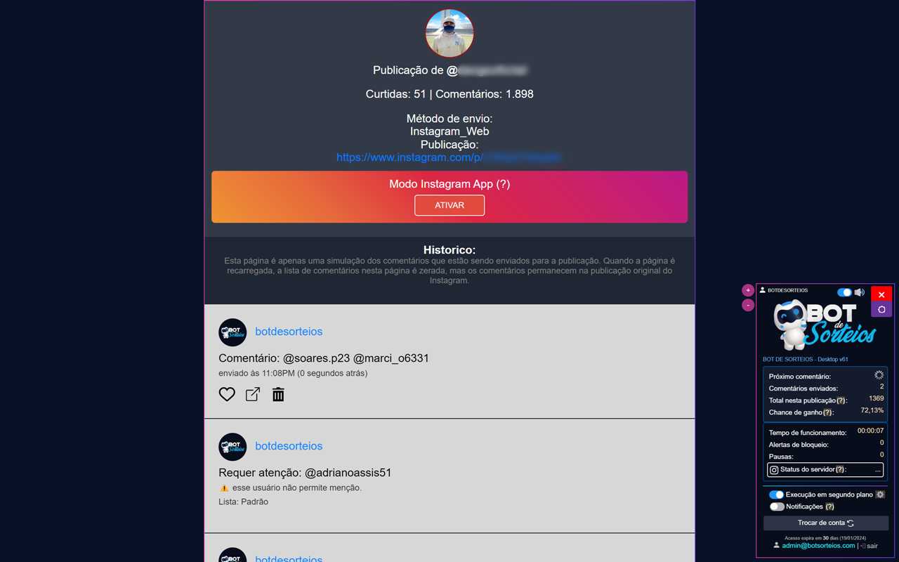 Robô de Comentários - Bot de Sorteios - 截图 5