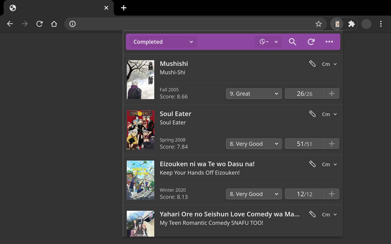 Anime List Popup - 截图 1