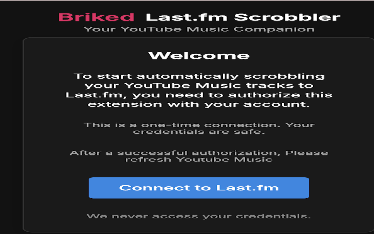 Briked LastFM YoutubeMusic Scrobbler - 截图 2