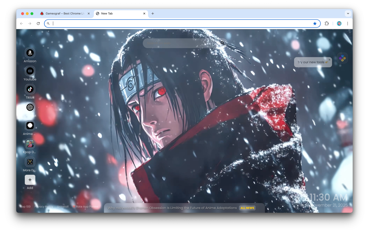 Itachi Uchiha Winter Live Wallpaper - 截图 3