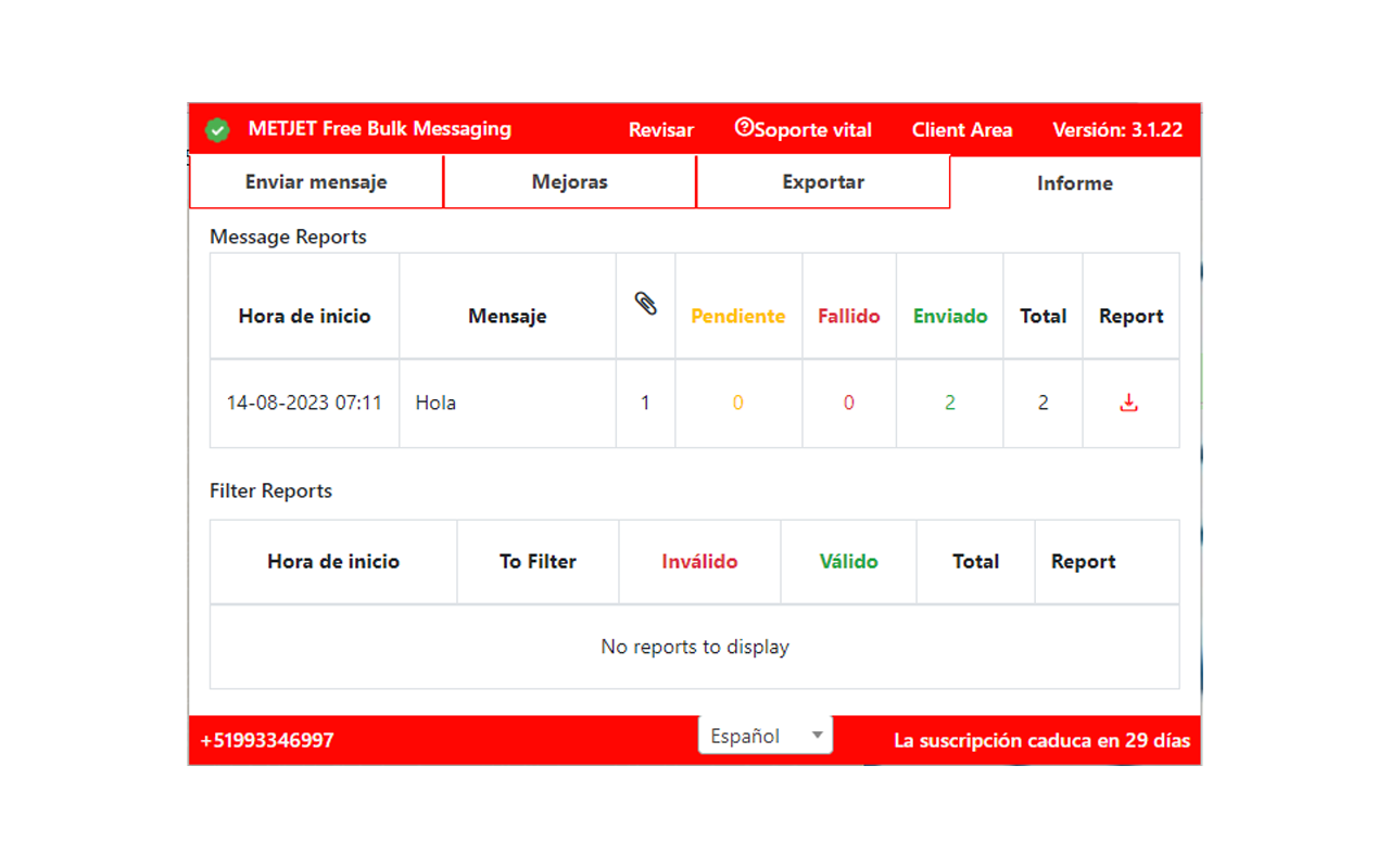 METJET Free Bulk Messaging - 截图 2