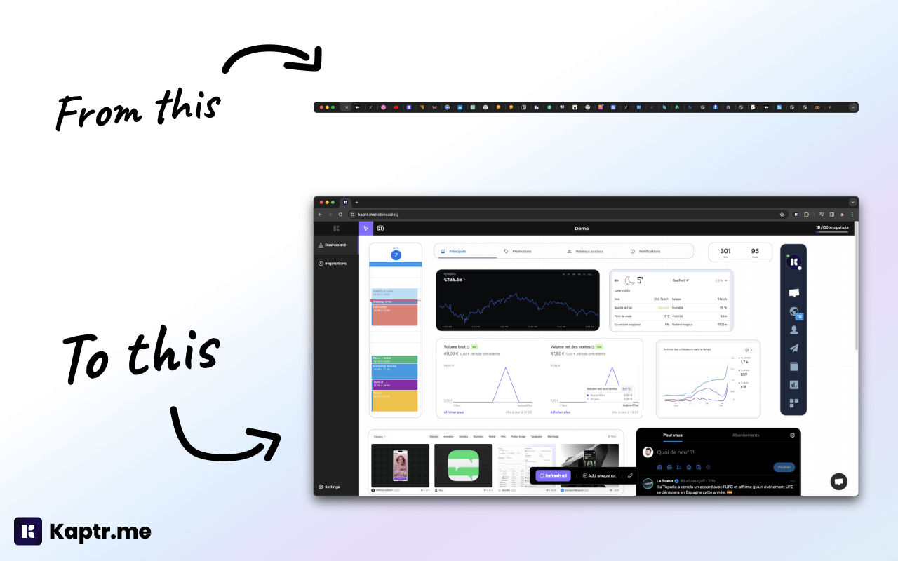 Kaptr.me - Web Dashboards with Live Snapshots - 截图 1