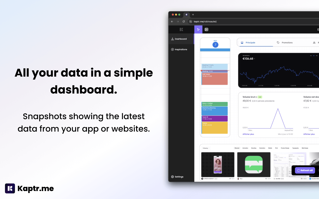 Kaptr.me - Web Dashboards with Live Snapshots - 截图 2