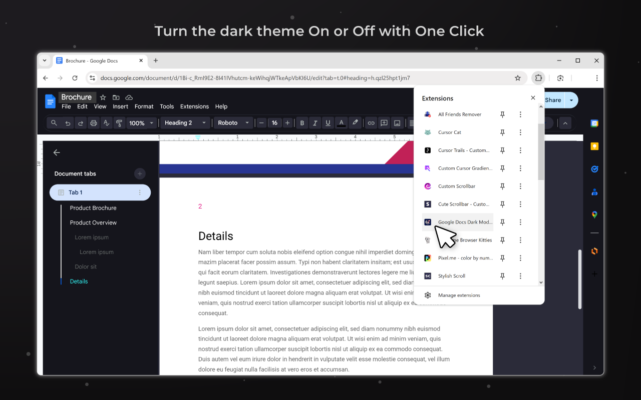 Google Docs Dark Mode - 截图 3