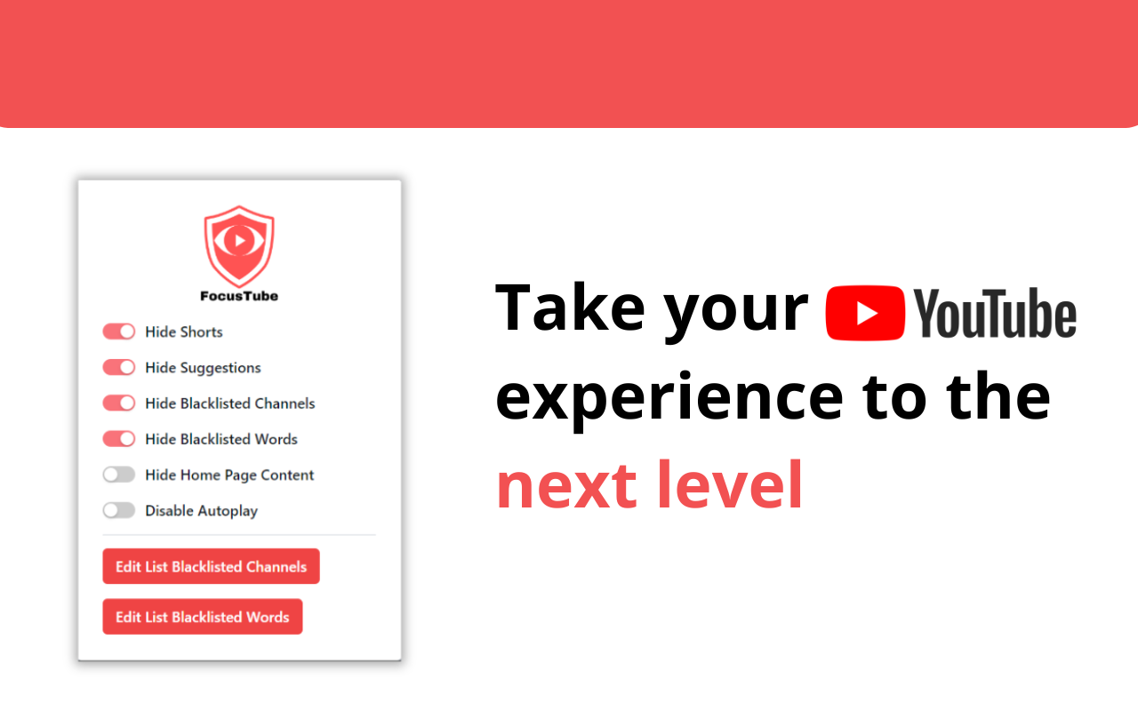FocusTube - Hide YouTube Shorts, Recommendations, Suggestions & Block Words - 截图 4