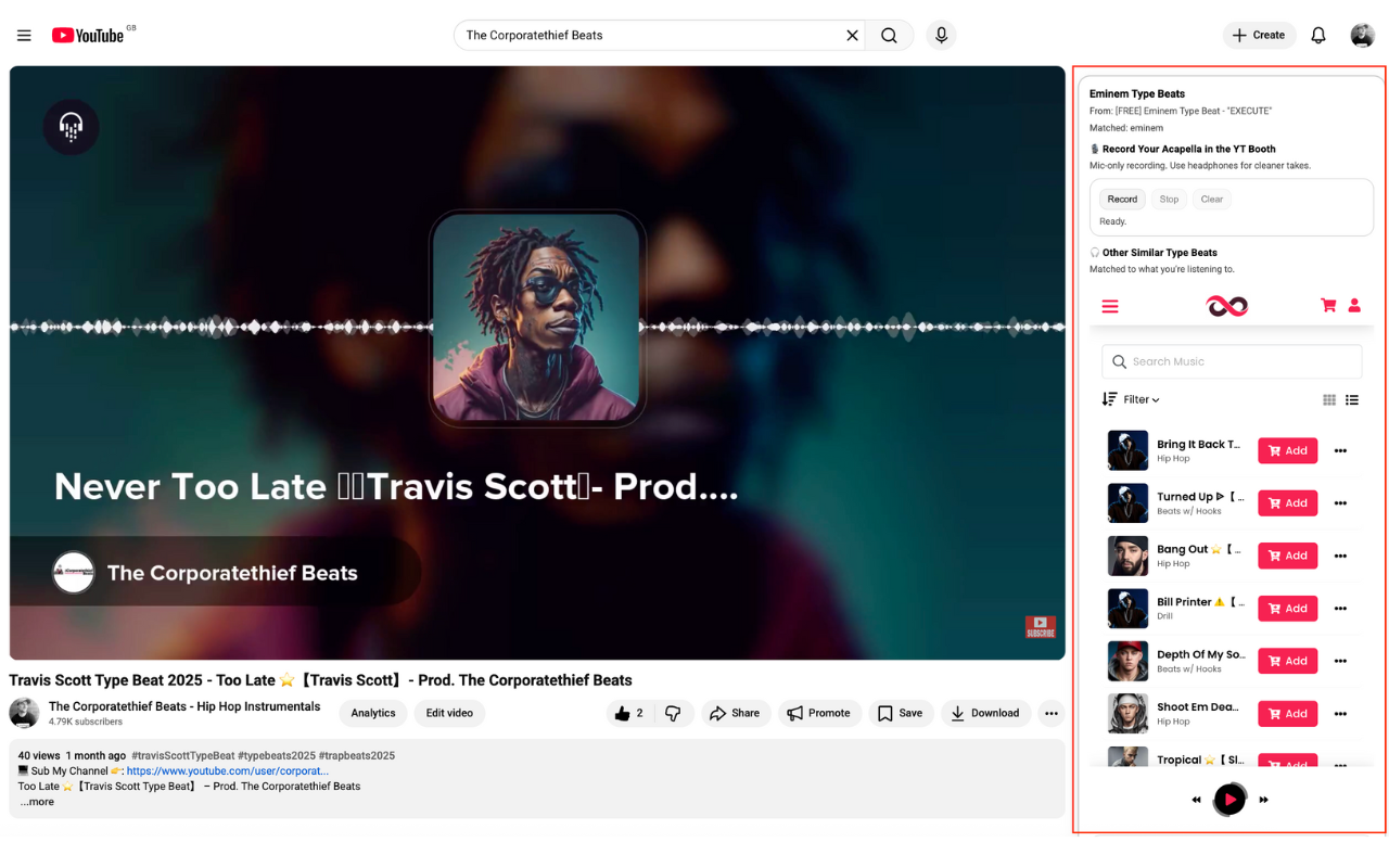 Rap Instrumentals & YT Booth – Write & Record Raps on YouTube - 截图 1