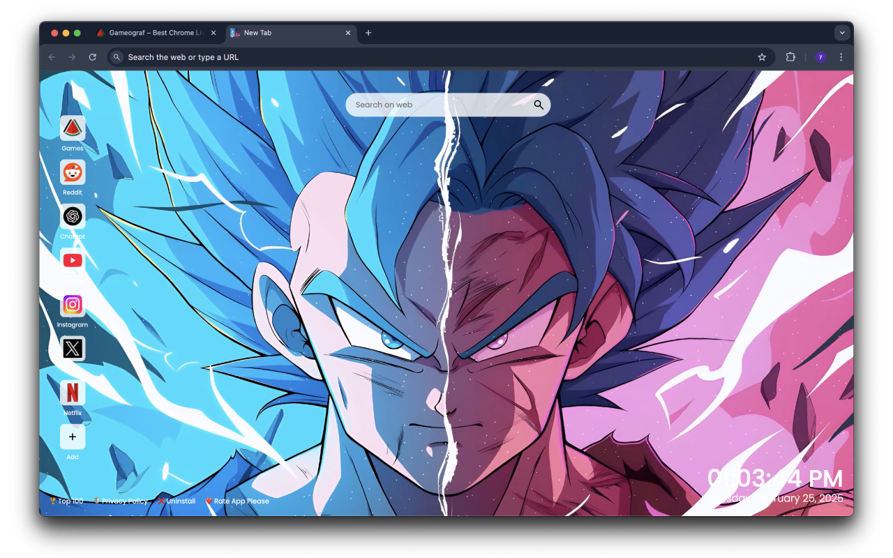 Goku SSGSS Live Wallpaper New Tab - 截图 5