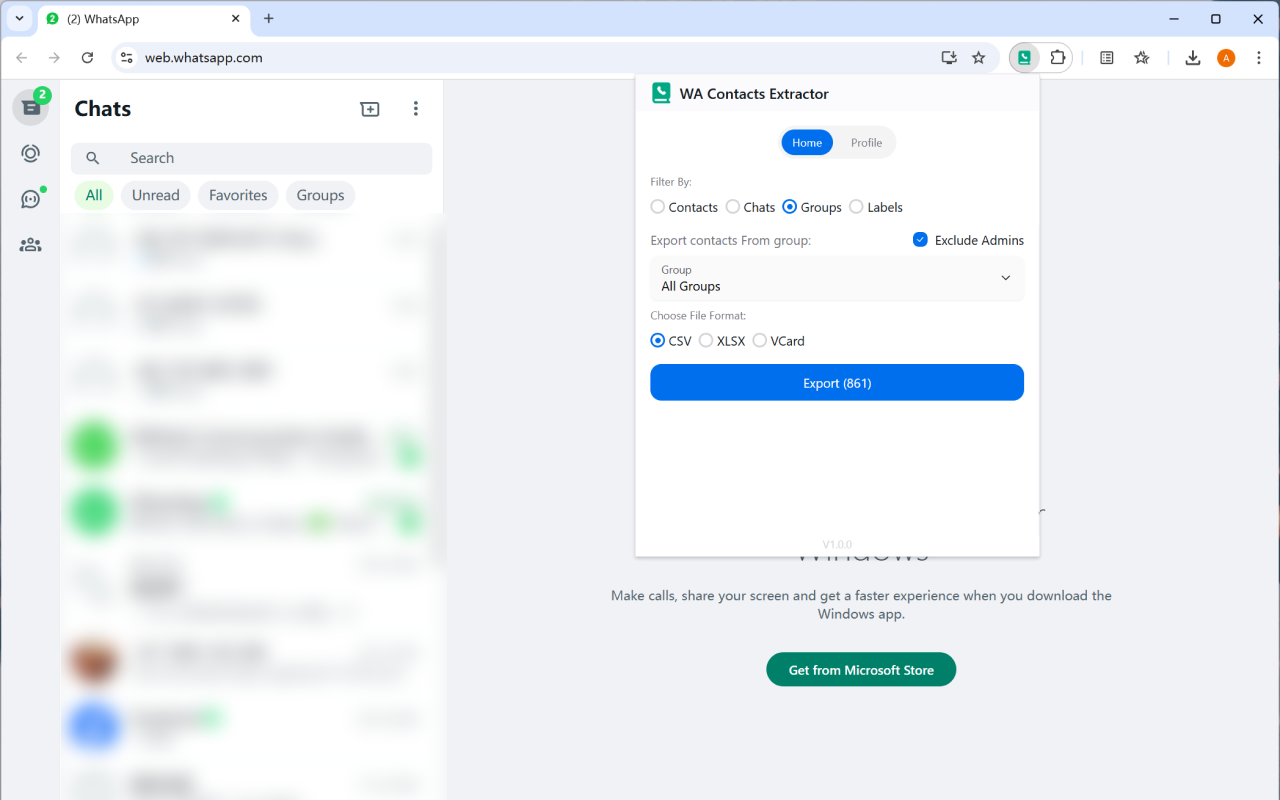 WhatsApp 联系人和群组号码导出，WA 号码保存工具 - 截图 2