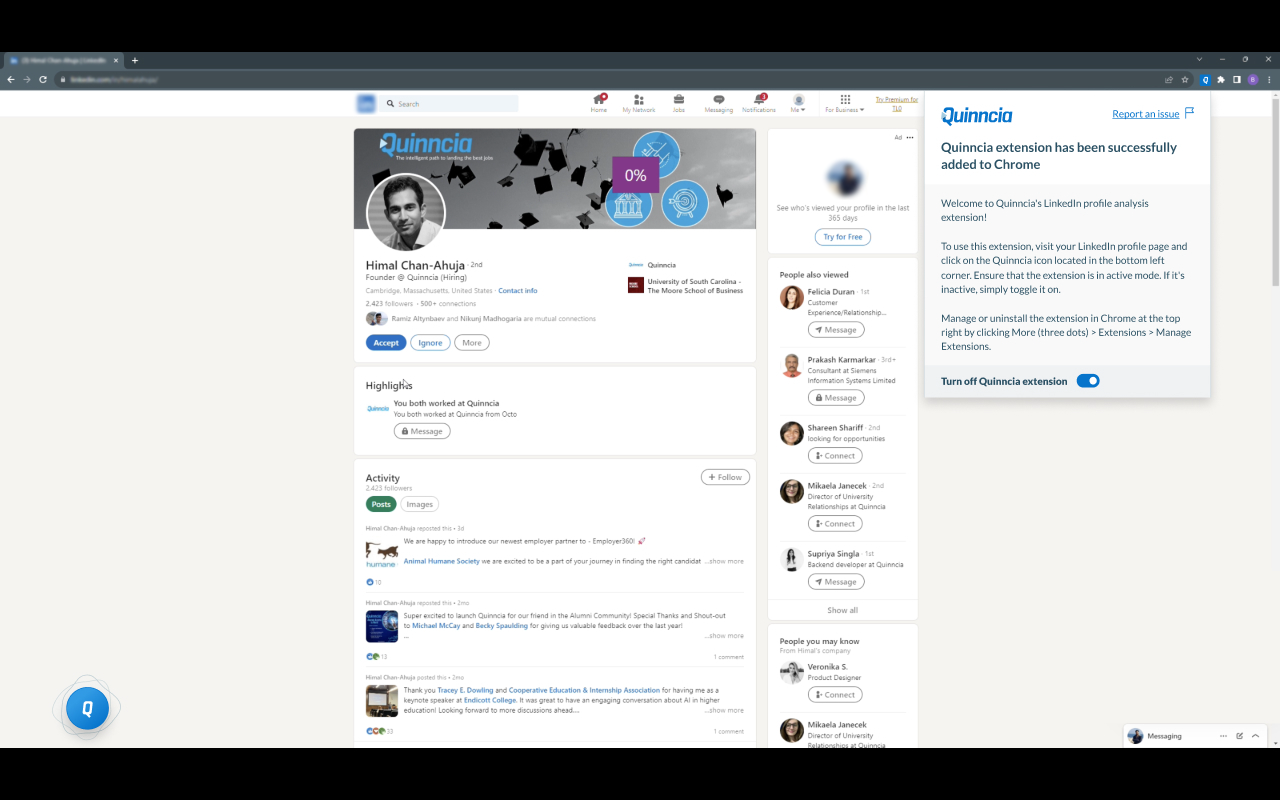 Quinncia Analysis Extension for LinkedIn - 截图 2