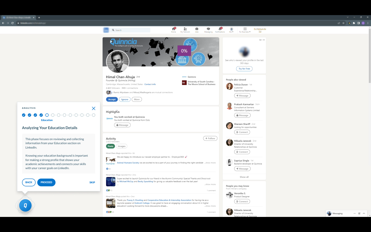 Quinncia Analysis Extension for LinkedIn - 截图 3