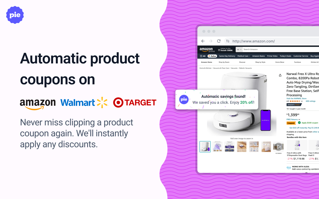 Pie Shopping: AI Cash Back and Coupons - 截图 5