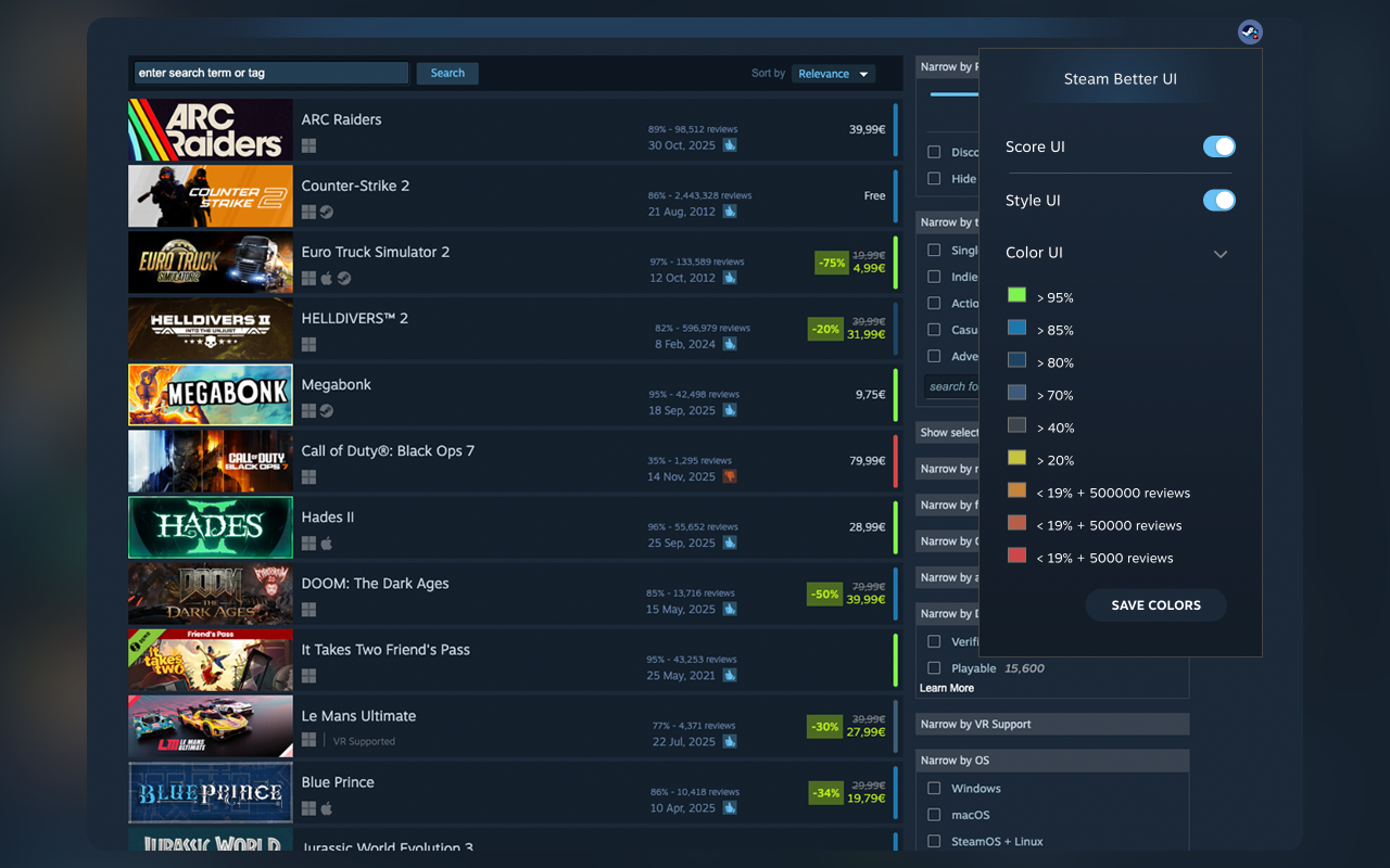 Steam Search UI Enhancer - 截图 1