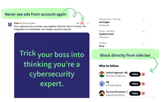 Block button for X(Twitter) - 截图 1