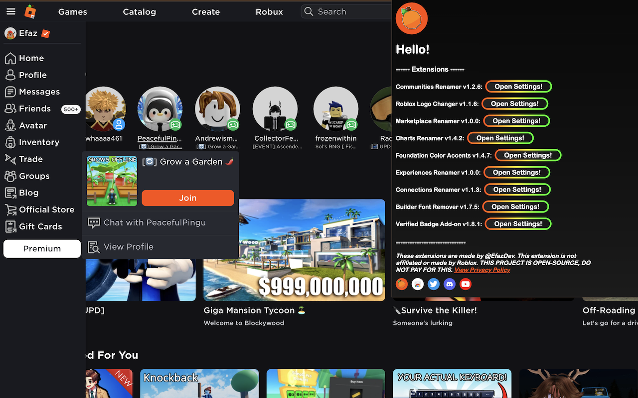 Efaz's Roblox Extension - 截图 2